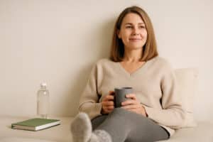 Woman relaxing with a cup of tea